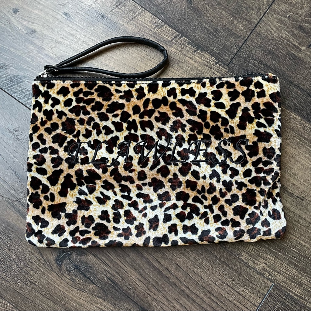 Velvety Leopard Print Makeup Bag